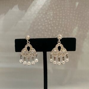 Silver and Pearl Small Chandelier Earrings